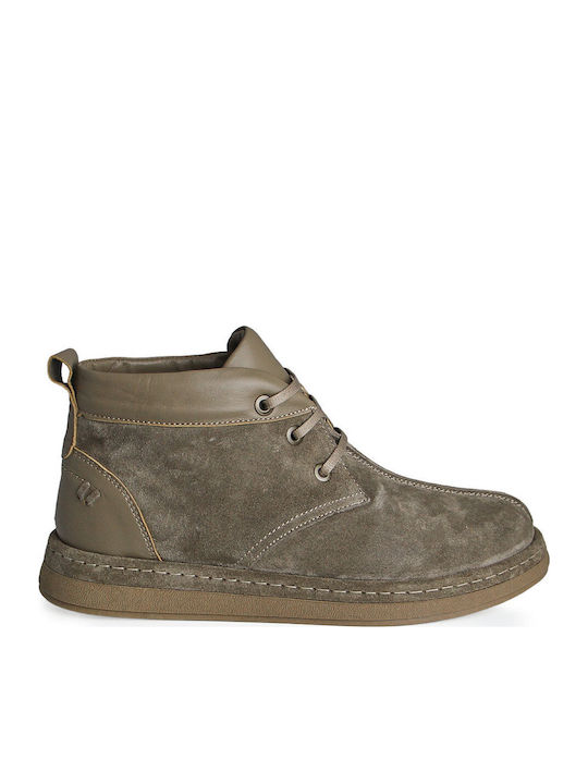 Leather Women's Ankle Boots Beige Suede