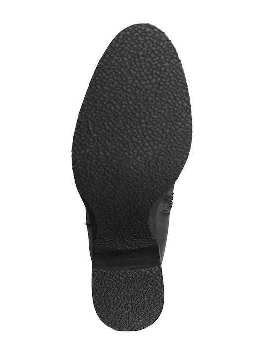 Leather Women's Ankle Boots with Medium Heel Black