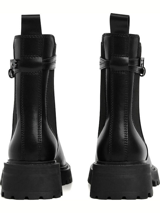 Lederstiefeletten für Damen Schwarz