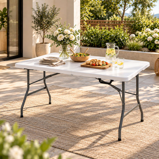 Medrelaxhome Τραπέζι Ατσάλινο για Camping Πτυσσόμενο 180x74x74cm Λευκό