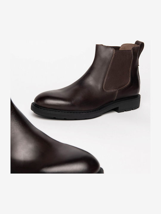 Leather Women's Ankle Boots Dark Brown
