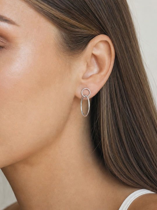 Lysea Stud Earrings Interlocking Hoops 925 Silver Rhodium Plated