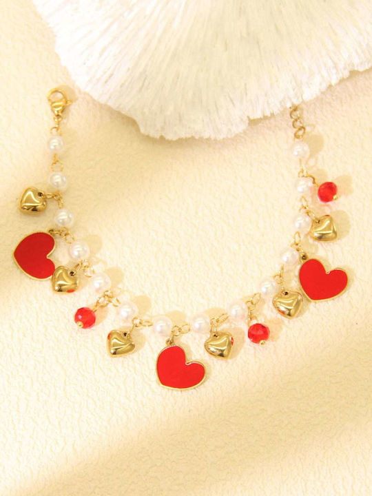 Lysea Women's Leather Chain Bracelet with Pearls