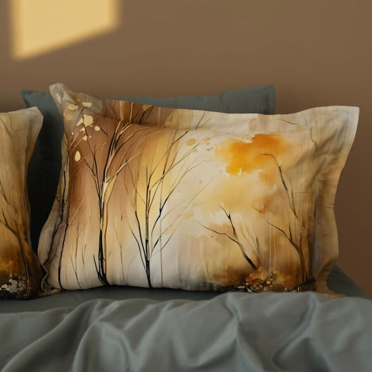 First Choice Angora Комплект Памучна Плик за Завивка 200x220 cm Двоен с 4 Калъфки за Възглавници и 1 Чаршаф Бежов