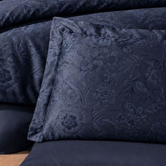 First Choice Advina Комплект Плик за Завивка Памучен Сатен 200x220cm Двоен с 4 Калъфки за Възглавници & 1 Чаршаф Blue