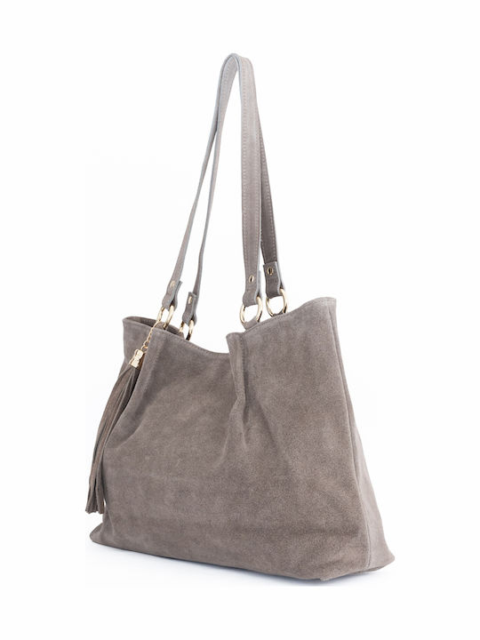 Grey Leather Women's Shoulder Bag