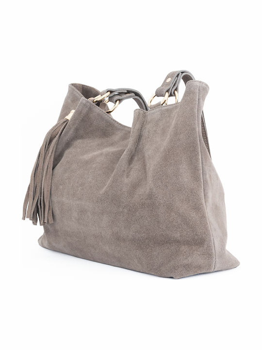 Grey Leather Women's Shoulder Bag