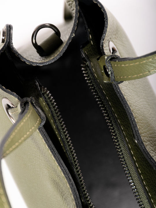 Damen Tote Bag aus Leder in Olivgrün