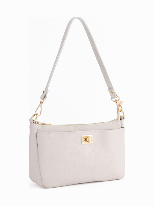 Damen-Schultertasche aus Leder Light Green