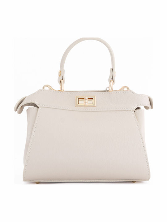 Leather Women's Satchel Bag Beige / Vanilla