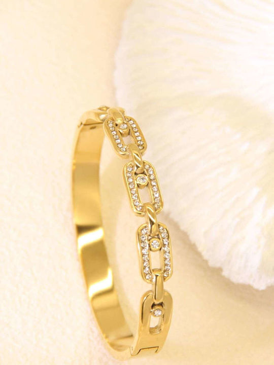 Lysea Women's Leather Cuff Bracelet with Zircon