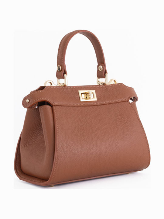 Leather Women's Satchel Bag Cognac
