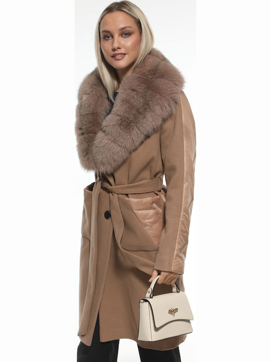 Orangefarbene Damen-Schultertasche aus Leder