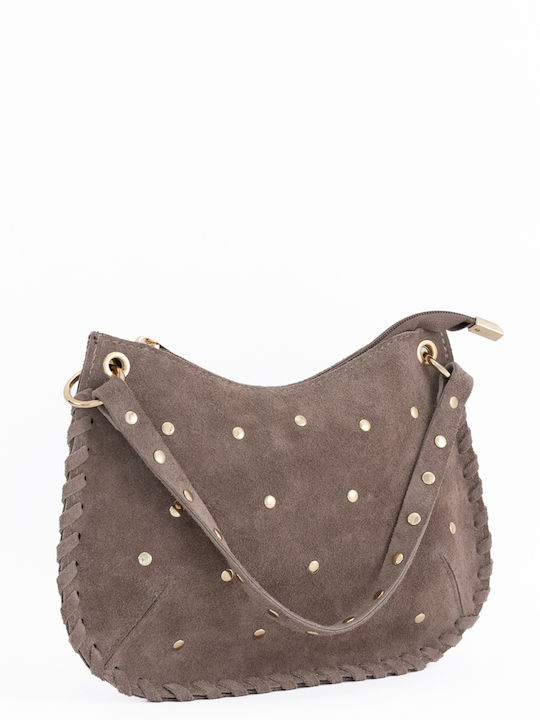 Burgunderrote Damen-Schultertasche aus Leder
