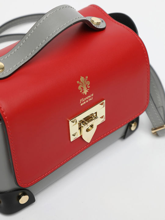 Bordeaux-/Braune Damen-Schultertasche aus Leder