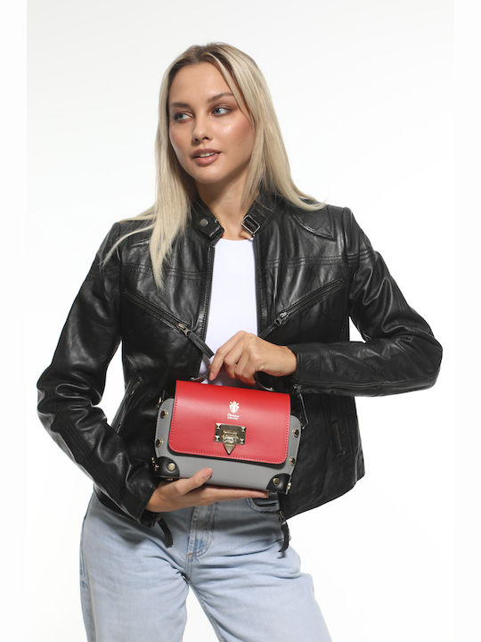 Red Leather Women's Shoulder Bag