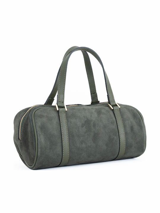 Olivgrüne Damen-Schultertasche aus Leder