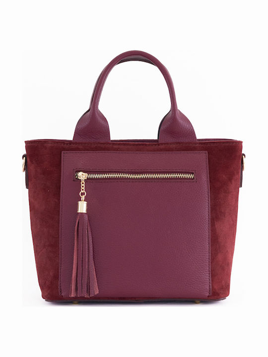Damen-Schultertasche aus Leder in Olivgrün