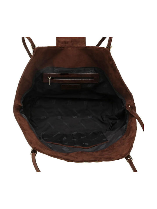 Fabric Women's Tote Bag Chocolate / Gold