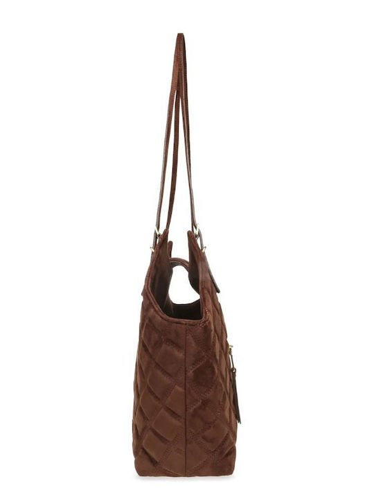 Fabric Women's Tote Bag Chocolate / Gold