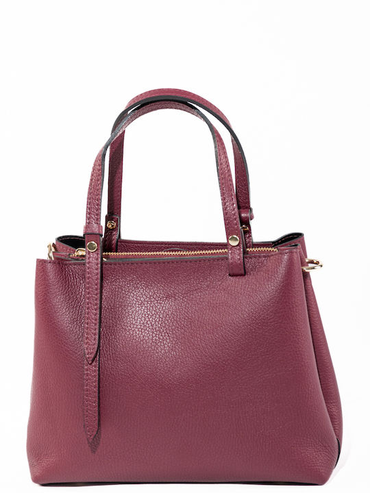 Bordeauxfarbene Damen-Schultertasche aus Leder