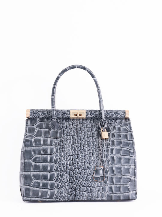 Grey Leather Women's Shoulder Bag