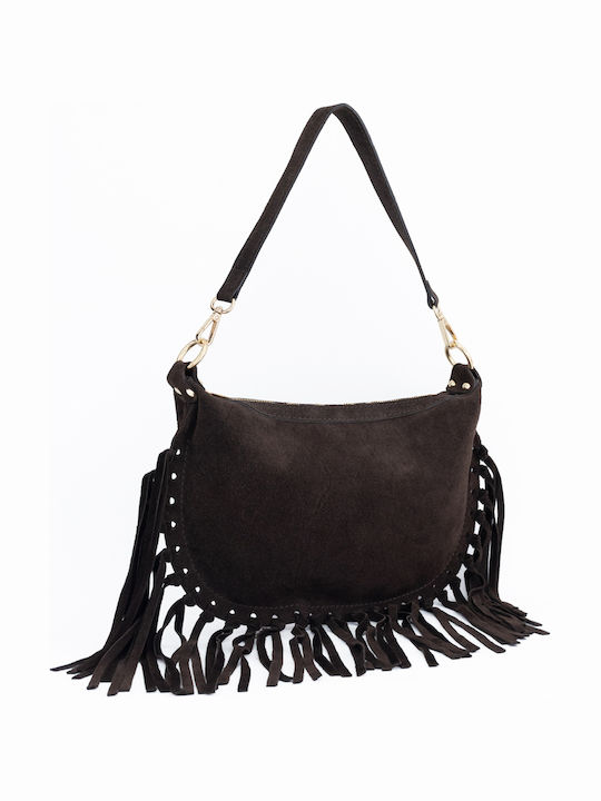 Women's Leather Shoulder Bag Navy Blue