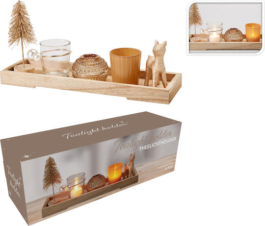 Set de Lumânări Pastilă de Crăciun Bej 5x16cm