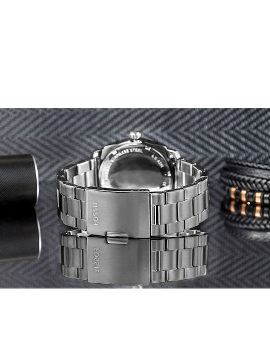 Мъжки Часовник 42 мм На Батерия С Метална Верижка Iron Grey