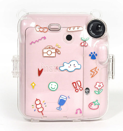 Θήκη Fuji Instax Mini 12 Σκληρή Προστατευτική Θήκη Λουράκι Ροζ
