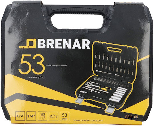 Brenar Дълги Шестостенни Вложки с Каре за Захват 1/4", HEX Комплект 53 бр