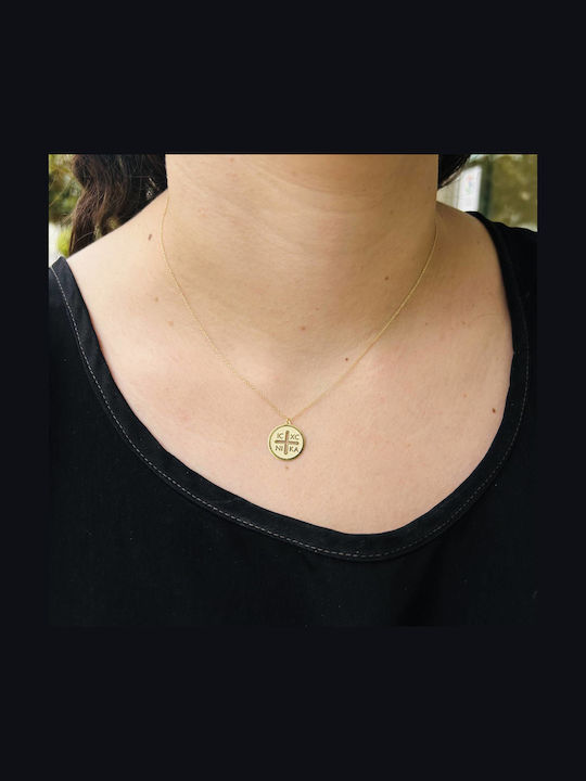 Ekan Colier Talisman Constantin Monogramă Din Aur Galben 14 Carate Cu Mărgele