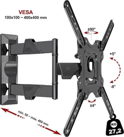 North Bayou Nb P4 TV-Wandhalterung mit Arm bis 55" Silber