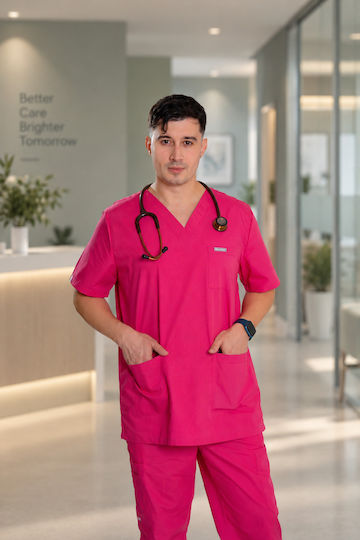 Dr. Scrub Unisex Ιατρική Μπλούζα Φούξια