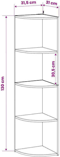 Corner Bookcase Artisan Oak 31.5x31x130 cm