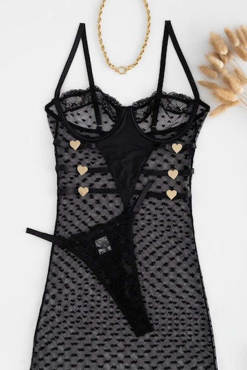 Set Φόρεμα See Through Μπανέλα String Μαυρο