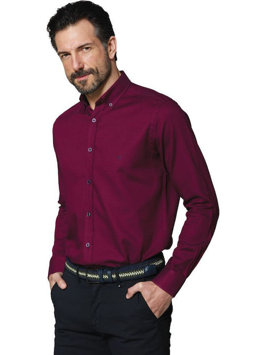 Visconti Long Sleeve Shirt in Regular Fit Burgundy