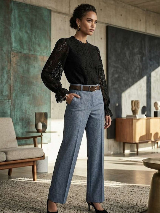 Women's Fabric Trousers in Slim Fit Grey