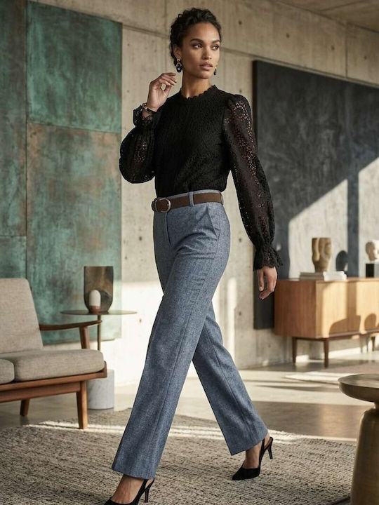 Women's Fabric Trousers in Slim Fit Grey