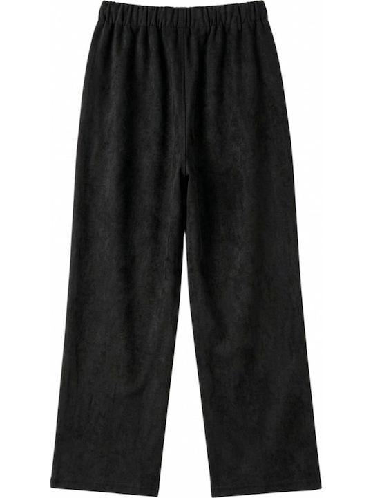 Women's Fabric Trousers with Elastic Waist Brown