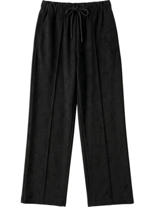 Women's Fabric Trousers with Elastic Waist Brown