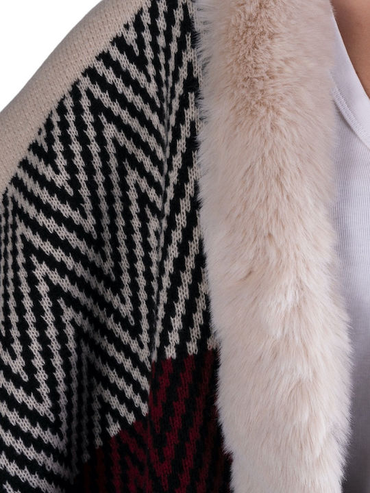 Women's White Furry Neck Warmer Scarf