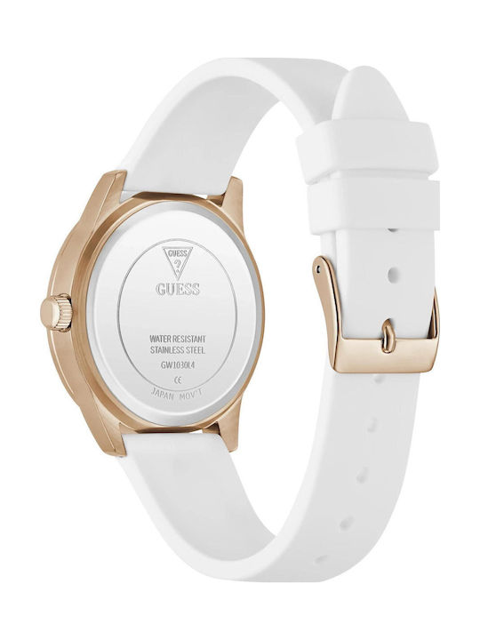Women's Battery-Powered Watch with White Rubber Strap