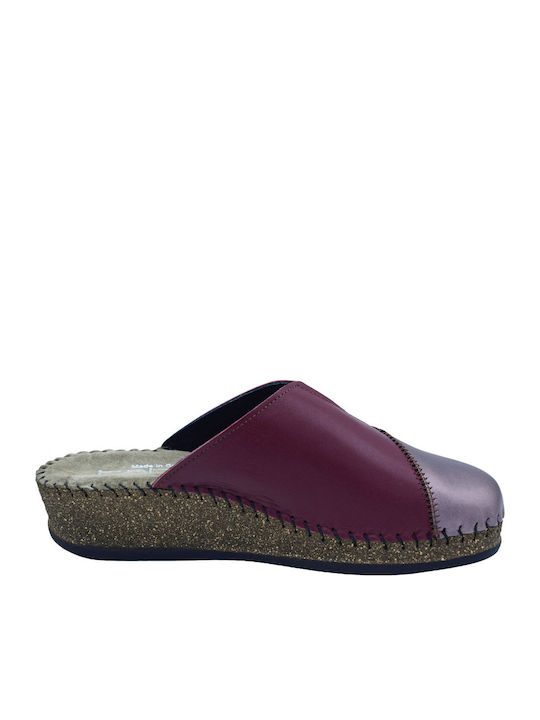 Anatomic Leather Burgundy Winter Women's Slippers