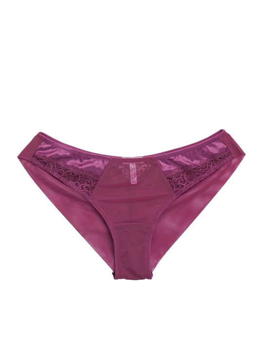 Damen-Brazil-Slip mit Spitze in Himbeerrot