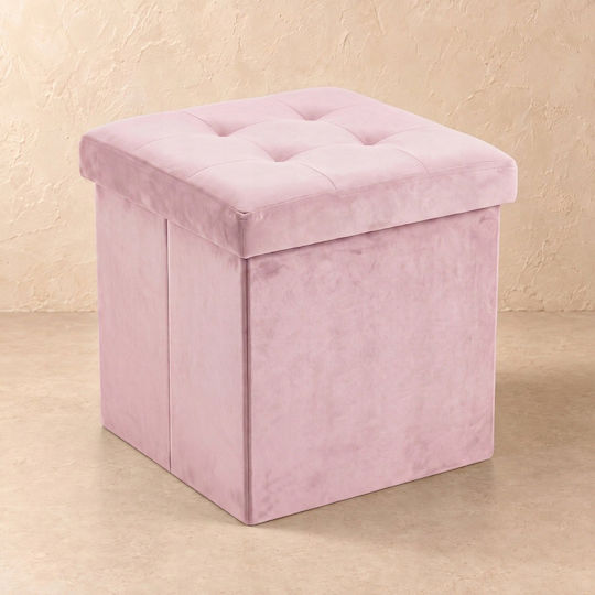 Taburet Pliabil Pentru Living cu Spațiu de Depozitare Roz 38x38x38 cm Taburet Pliabil Pentru Living cu Spațiu de Depozitare Roz 38x38x38 cm