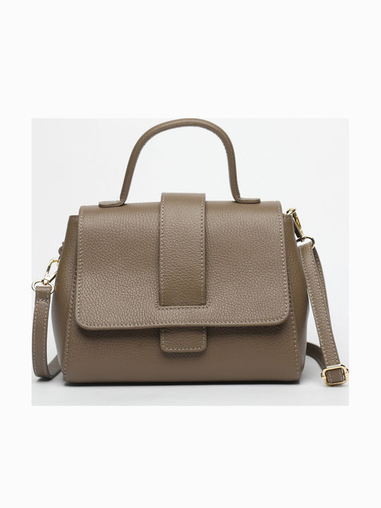Khaki Leather Women's Shoulder Bag
