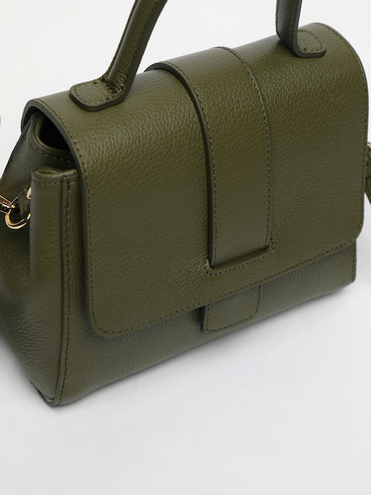Khaki Leather Women's Shoulder Bag