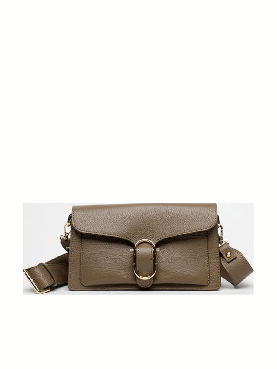 Leather Women's Shoulder Bag Khaki