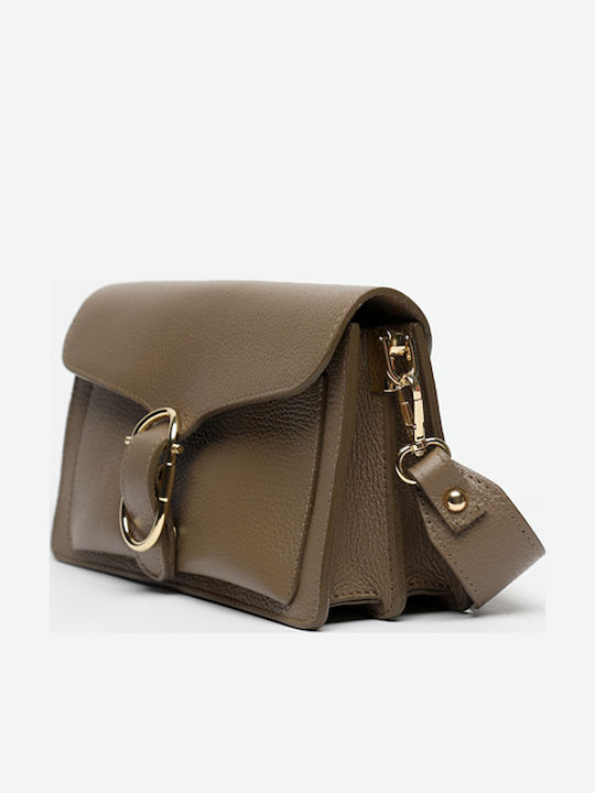 Beige Leather Women's Shoulder Bag